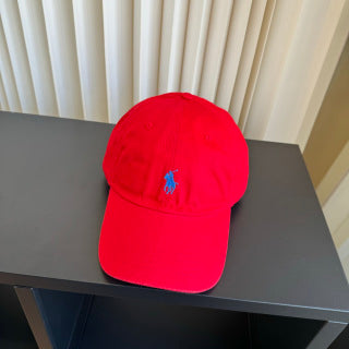 Ralph Lauren Hat Scarlet Red Blue Pony Relaxed Baseball Cap