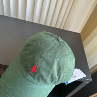 Ralph Lauren Hat Washed Sage Green Red Pony Baseball Cap