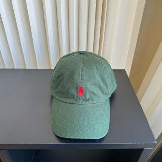 Ralph Lauren Hat Washed Sage Green Red Pony Baseball Cap