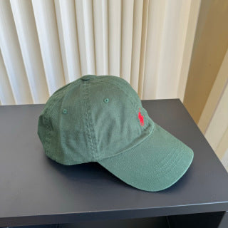 Ralph Lauren Hat Washed Sage Green Red Pony Baseball Cap
