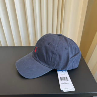 Ralph Lauren Hat Slate Blue Red Pony Washed Baseball Cap