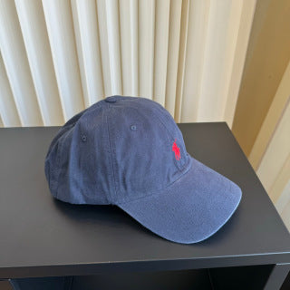 Ralph Lauren Hat Slate Blue Red Pony Washed Baseball Cap