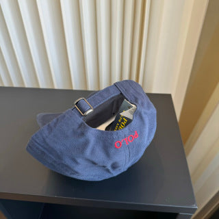 Ralph Lauren Hat Slate Blue Red Pony Washed Baseball Cap