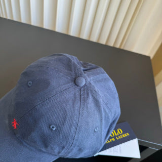 Ralph Lauren Hat Slate Blue Red Pony Washed Baseball Cap