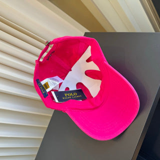 Ralph Lauren Hat Hot Pink Navy Pony Relaxed Baseball Cap