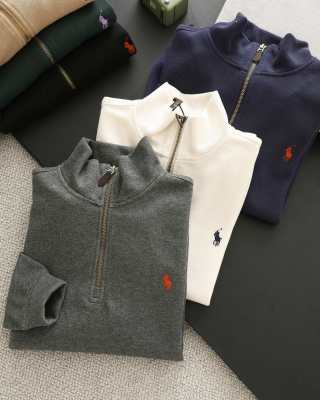 Ralph Lauren Sweatshirt Half-Zip Mock Neck Cotton Pullover