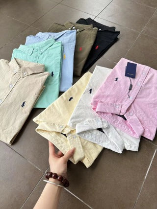 Ralph Lauren Shirt Cotton Linen Blend Short Sleeve Casual Shirt