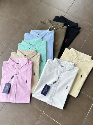 Ralph Lauren Shirt Cotton Linen Blend Short Sleeve Casual Shirt