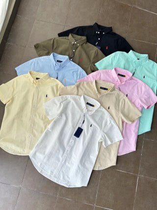 Ralph Lauren Shirt Cotton Linen Blend Short Sleeve Casual Shirt