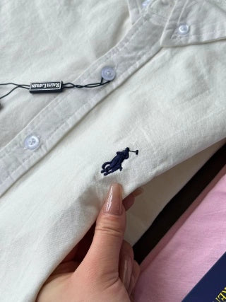 Ralph Lauren Shirt Cotton Linen Blend Short Sleeve Casual Shirt