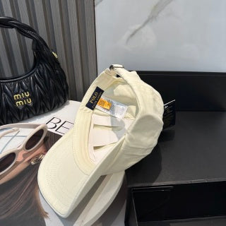 Ralph Lauren Hat Embroidered Ivory Canvas Sun Cap