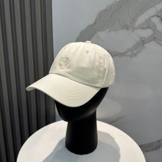 Ralph Lauren Hat Embroidered Ivory Canvas Sun Cap