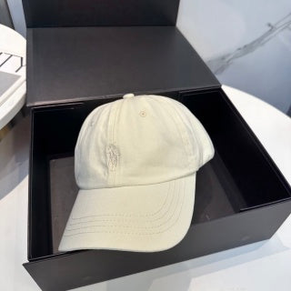Ralph Lauren Hat Embroidered Ivory Canvas Sun Cap