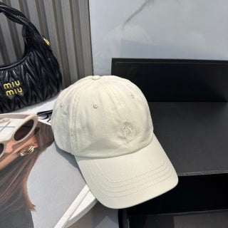 Ralph Lauren Hat Embroidered Ivory Canvas Sun Cap
