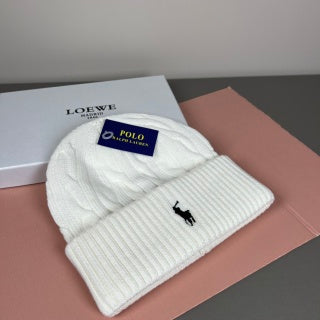 Ralph Lauren Hat Ivory Cable Knit Pony Cuff Beanie