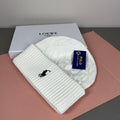 Ralph Lauren Hat Ivory Cable Knit Pony Cuff Beanie