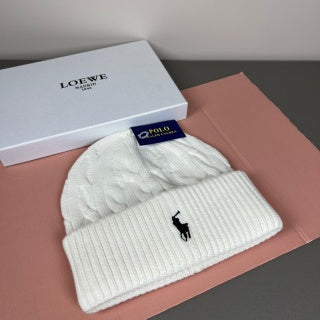 Ralph Lauren Hat Ivory Cable Knit Pony Cuff Beanie