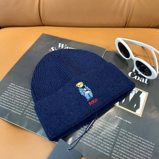 Ralph Lauren Hat Navy Polo Bear Foldover Knit Beanie