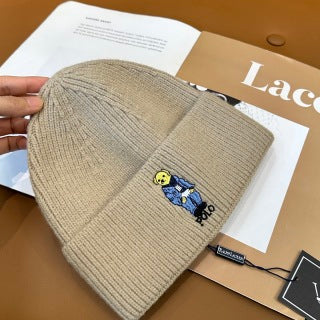 Ralph Lauren Hat Sand Beige Polo Bear Ribbed Cuff Beanie