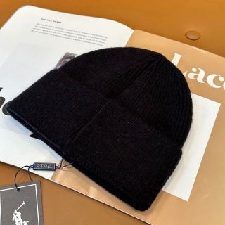 Ralph Lauren Hat Black Ribbed Polo Bear Knit Beanie