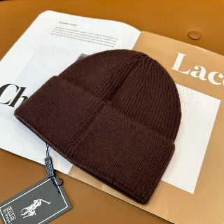 Ralph Lauren Hat Chocolate Polo Bear Foldover Ribbed Beanie