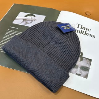 Ralph Lauren Hat Charcoal Gray White Pony Ribbed Cuff Beanie