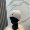 Ralph Lauren Hat Pearl Gray Front Pony Ribbed Cuff Beanie