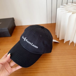 Ralph Lauren Hat Black Contrast Wordmark Baseball Cap