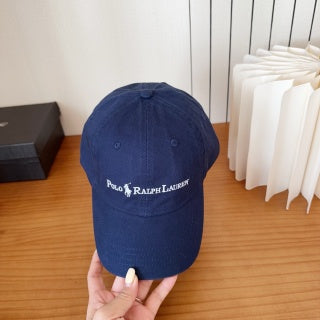 Ralph Lauren Hat Navy Embroidered Wordmark Curved Brim Cap