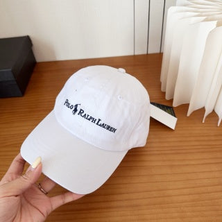 Ralph Lauren Hat White Embroidered Wordmark Baseball Cap