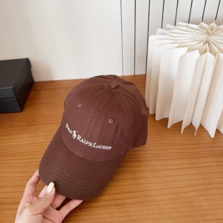 Ralph Lauren Hat Brown Script Logo Curved Brim Baseball Cap