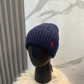 Ralph Lauren Hat Navy Contrast Pony Ribbed Knit Beanie
