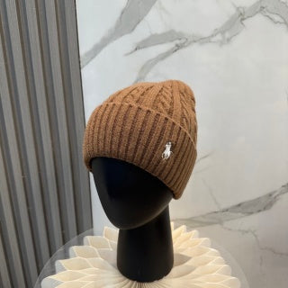 Ralph Lauren Hat Chestnut Side Pony Ribbed Knit Beanie