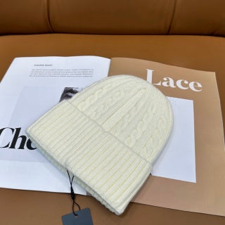 Ralph Lauren Hat Cream Side Pony Ribbed Cuff Beanie