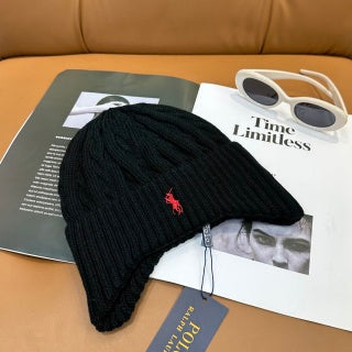 Ralph Lauren Hat Contrast Pony Ribbed Knit Beanie