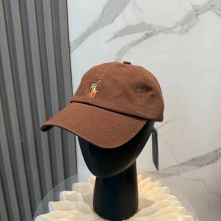 Ralph Lauren Hat Chestnut Brown Multicolor Pony Baseball Cap