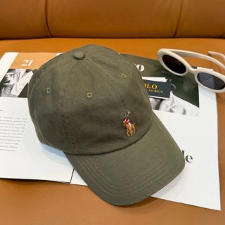 Ralph Lauren Hat Olive Green Baseball Cap with Small Polo Bear Embroidery