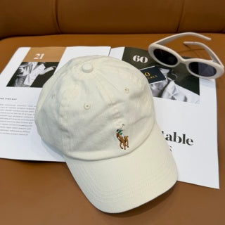 Ralph Lauren Hat Cream Side-Profile Baseball Cap with Small Polo Bear Embroidery