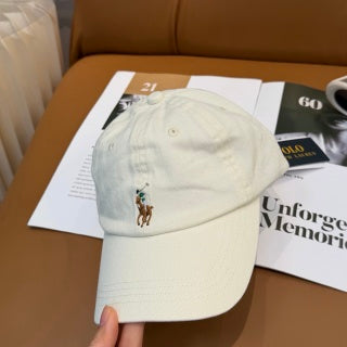 Ralph Lauren Hat Cream Side-Profile Baseball Cap with Small Polo Bear Embroidery