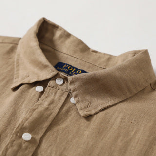 Ralph Lauren Shirt Washed Linen Classic Button Down Long Sleeve Shirt