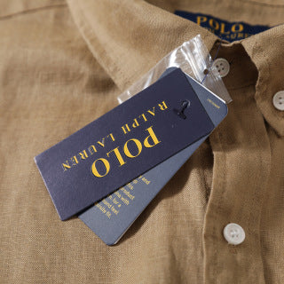 Ralph Lauren Shirt Washed Linen Classic Button Down Long Sleeve Shirt