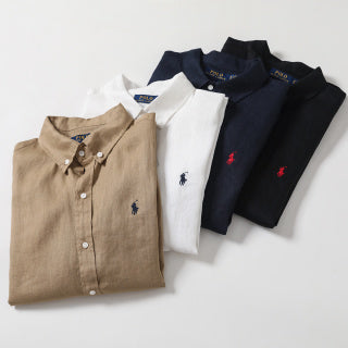 Ralph Lauren Shirt Washed Linen Classic Button Down Long Sleeve Shirt