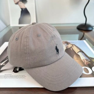Ralph Lauren Hat Light Gray Black Pony Baseball Cap