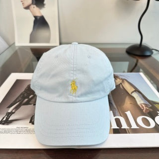 Ralph Lauren Hat Sky Blue Yellow Pony Curved-Brim Baseball Cap