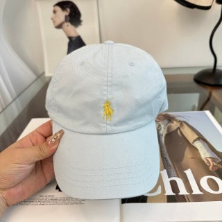 Ralph Lauren Hat Sky Blue Yellow Pony Curved-Brim Baseball Cap