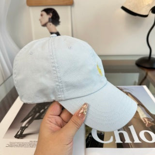 Ralph Lauren Hat Sky Blue Yellow Pony Curved-Brim Baseball Cap