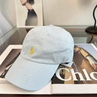 Ralph Lauren Hat Sky Blue Yellow Pony Curved-Brim Baseball Cap