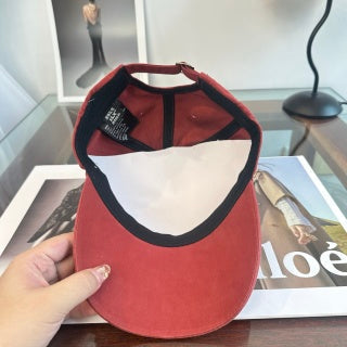 Ralph Lauren Hat Washed Red Pony Script-Brim Baseball Cap