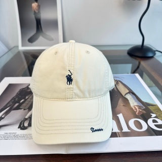 Ralph Lauren Hat Cream Pony Script-Brim Baseball Cap