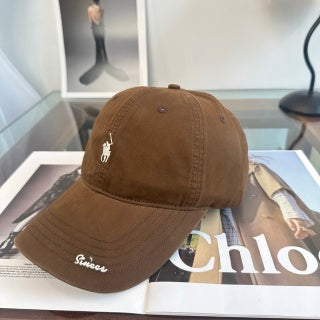 Ralph Lauren Hat Walnut Brown Pony Script-Detail Baseball Cap